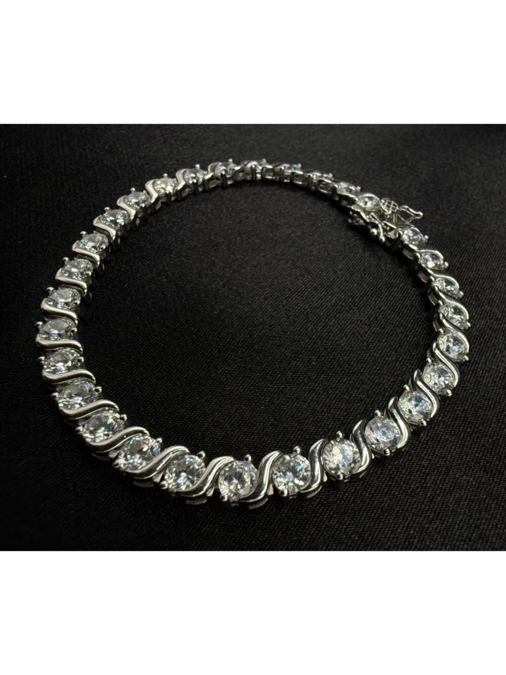 925 Sterling Silver Cubic Zirconia Tennis Bracelet Thailand Elegant Design